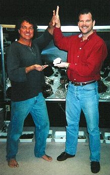Robert Haag (left), holding Calcalong Creek and Greg Hupé, holding NWA 482 main masses.